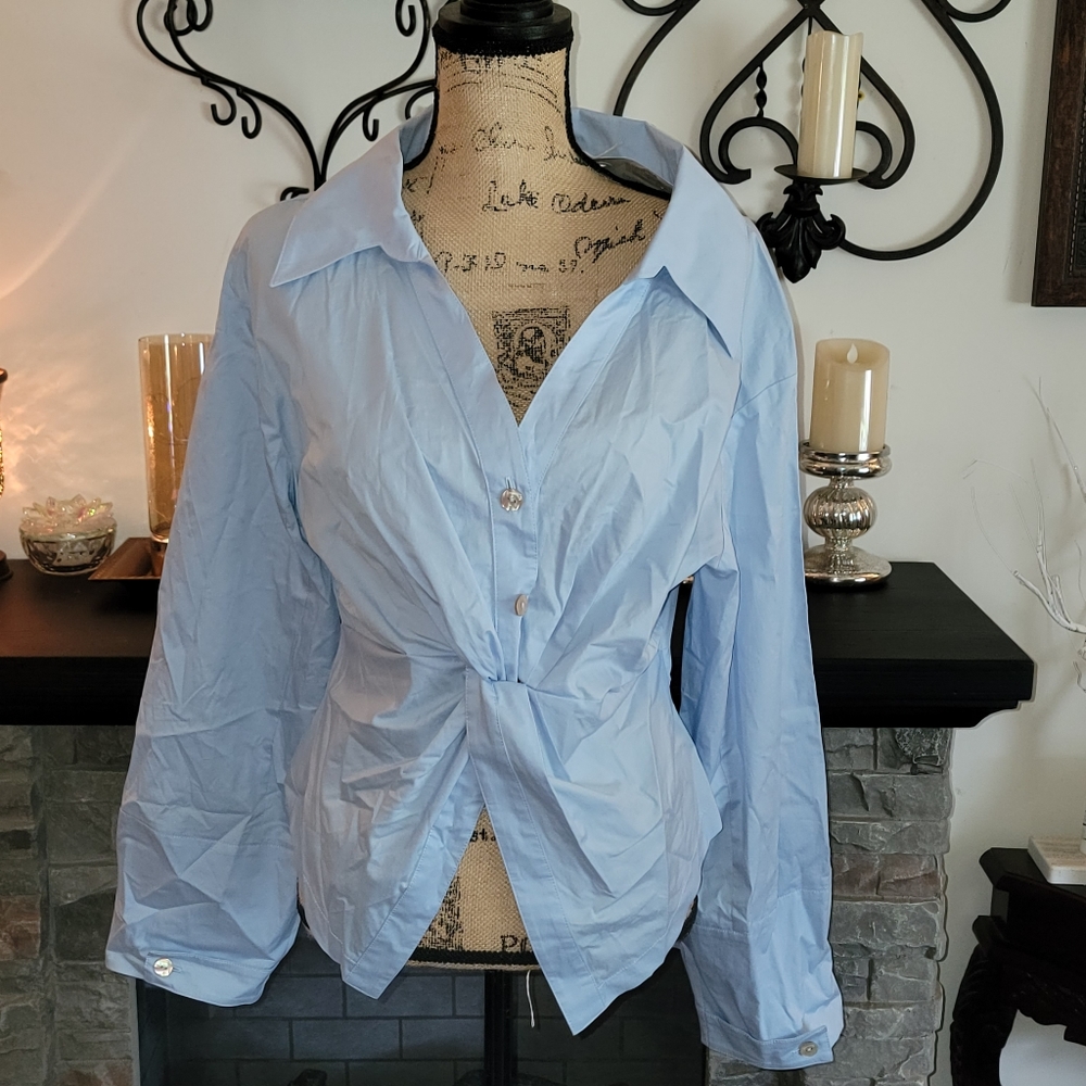 Nanushka Idris Twist Front Poplin Shirt NWOT